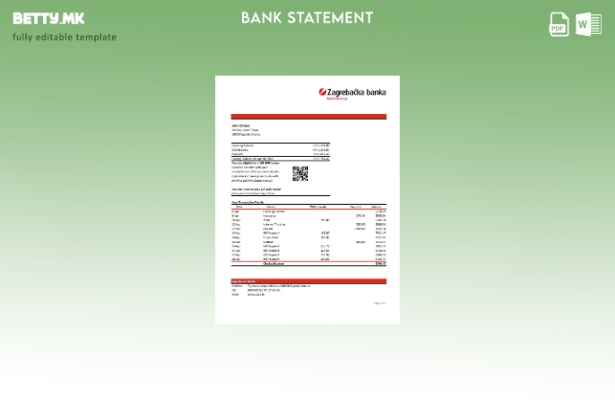 модерен стил Croatia Zagrebačka извод од банкарски ексел шаблон